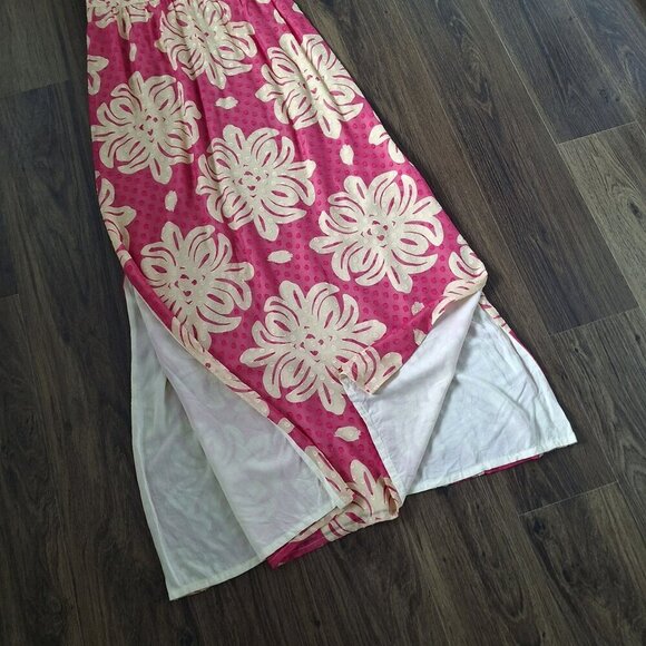 💙 Vineyard Vines Sleeveless Silk Floral Maxi Dress Lined Slits Size 4 - Picture 6 of 10